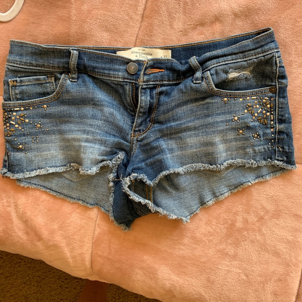 Studded midwaist denim shorts from Abercrombie